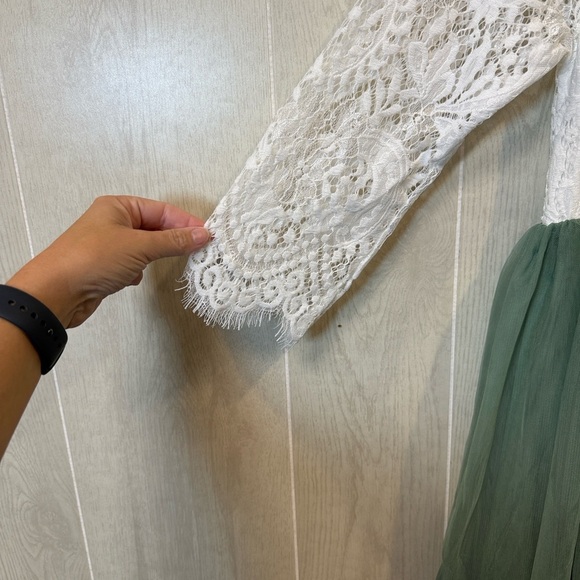 NWOT Evathan Elegant White and Green Lace Dress- XL - Picture 5 of 9